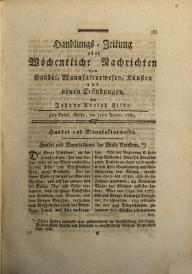 Handlungszeitung oder wöchentliche Nachrichten von Handel, Manufakturwesen, Künsten und neuen Erfindungen Samstag 31. Januar 1789