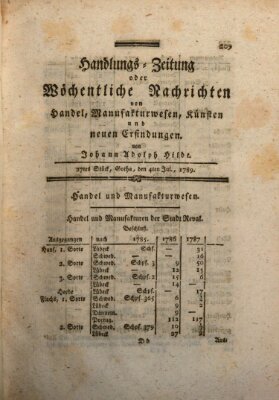 Handlungszeitung oder wöchentliche Nachrichten von Handel, Manufakturwesen, Künsten und neuen Erfindungen Samstag 4. Juli 1789