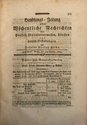 Handlungszeitung oder wöchentliche Nachrichten von Handel, Manufakturwesen, Künsten und neuen Erfindungen Samstag 3. Oktober 1789