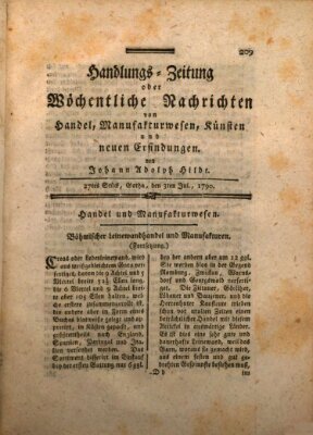 Handlungszeitung oder wöchentliche Nachrichten von Handel, Manufakturwesen, Künsten und neuen Erfindungen Samstag 3. Juli 1790