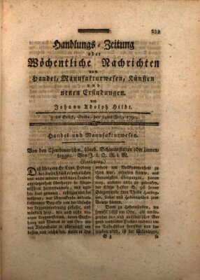 Handlungszeitung oder wöchentliche Nachrichten von Handel, Manufakturwesen, Künsten und neuen Erfindungen Samstag 24. Juli 1790