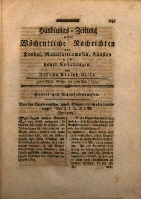 Handlungszeitung oder wöchentliche Nachrichten von Handel, Manufakturwesen, Künsten und neuen Erfindungen Samstag 7. August 1790