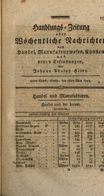 Handlungszeitung oder wöchentliche Nachrichten von Handel, Manufakturwesen, Künsten und neuen Erfindungen Samstag 18. Mai 1793