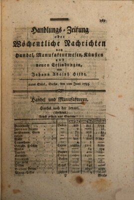 Handlungszeitung oder wöchentliche Nachrichten von Handel, Manufakturwesen, Künsten und neuen Erfindungen Samstag 1. Juni 1793