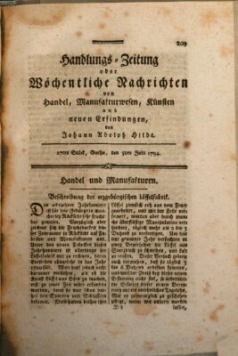 Handlungszeitung oder wöchentliche Nachrichten von Handel, Manufakturwesen, Künsten und neuen Erfindungen Samstag 5. Juli 1794