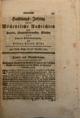 Handlungszeitung oder wöchentliche Nachrichten von Handel, Manufakturwesen, Künsten und neuen Erfindungen Samstag 5. Dezember 1795