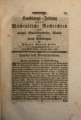 Handlungszeitung oder wöchentliche Nachrichten von Handel, Manufakturwesen, Künsten und neuen Erfindungen Samstag 4. Juni 1796