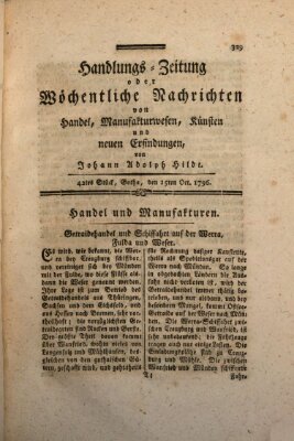 Handlungszeitung oder wöchentliche Nachrichten von Handel, Manufakturwesen, Künsten und neuen Erfindungen Samstag 15. Oktober 1796