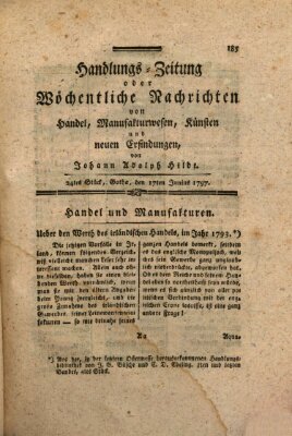 Handlungszeitung oder wöchentliche Nachrichten von Handel, Manufakturwesen, Künsten und neuen Erfindungen Samstag 17. Juni 1797