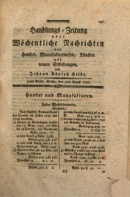 Handlungszeitung oder wöchentliche Nachrichten von Handel, Manufakturwesen, Künsten und neuen Erfindungen Samstag 5. August 1797