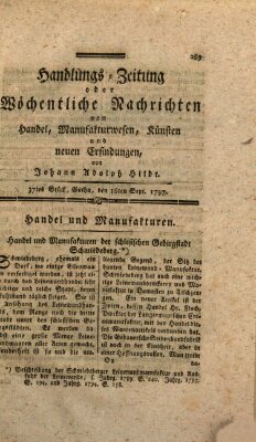 Handlungszeitung oder wöchentliche Nachrichten von Handel, Manufakturwesen, Künsten und neuen Erfindungen Samstag 16. September 1797