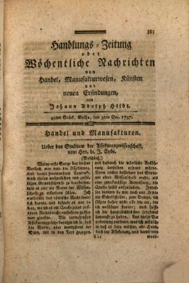 Handlungszeitung oder wöchentliche Nachrichten von Handel, Manufakturwesen, Künsten und neuen Erfindungen Samstag 9. Dezember 1797