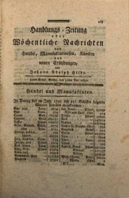 Handlungszeitung oder wöchentliche Nachrichten von Handel, Manufakturwesen, Künsten und neuen Erfindungen Samstag 30. Dezember 1797