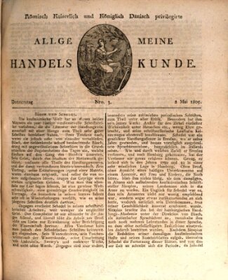 Römisch Kaiserlich und Königlich Dänisch privilegirte allgemeine Handelskunde Donnerstag 2. Mai 1805