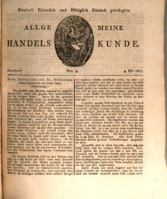 Römisch Kaiserlich und Königlich Dänisch privilegirte allgemeine Handelskunde Samstag 4. Mai 1805