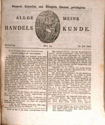 Römisch Kaiserlich und Königlich Dänisch privilegirte allgemeine Handelskunde Donnerstag 11. Juli 1805