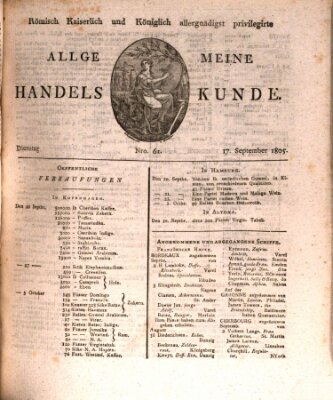 Römisch Kaiserlich und Königlich Dänisch privilegirte allgemeine Handelskunde Dienstag 17. September 1805