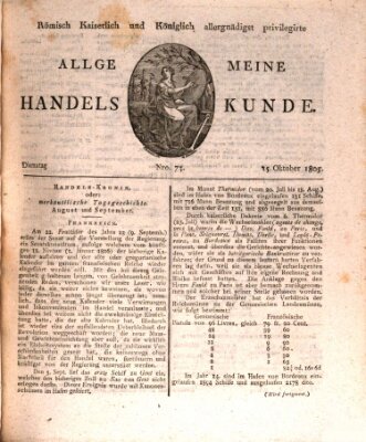 Römisch Kaiserlich und Königlich Dänisch privilegirte allgemeine Handelskunde Dienstag 15. Oktober 1805