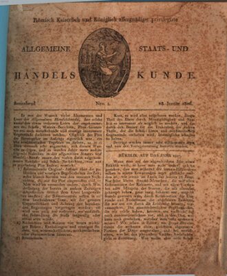 Römisch Kaiserlich und Königlich Dänisch privilegirte allgemeine Handelskunde Samstag 18. Januar 1806