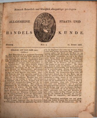 Römisch Kaiserlich und Königlich Dänisch privilegirte allgemeine Handelskunde Dienstag 21. Januar 1806