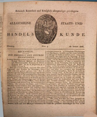 Römisch Kaiserlich und Königlich Dänisch privilegirte allgemeine Handelskunde Dienstag 28. Januar 1806