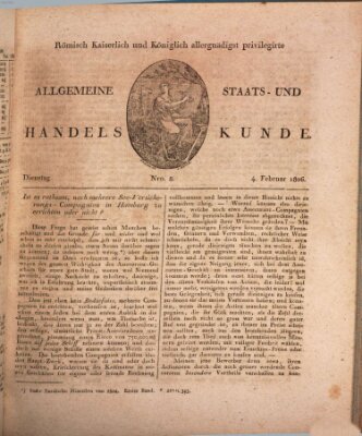 Römisch Kaiserlich und Königlich Dänisch privilegirte allgemeine Handelskunde Dienstag 4. Februar 1806