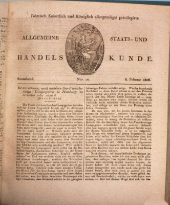 Römisch Kaiserlich und Königlich Dänisch privilegirte allgemeine Handelskunde Samstag 8. Februar 1806