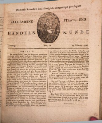 Römisch Kaiserlich und Königlich Dänisch privilegirte allgemeine Handelskunde Dienstag 25. Februar 1806