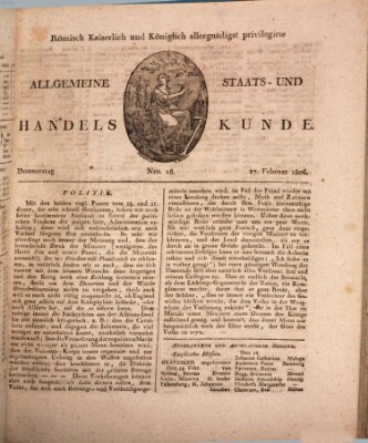 Römisch Kaiserlich und Königlich Dänisch privilegirte allgemeine Handelskunde Donnerstag 27. Februar 1806