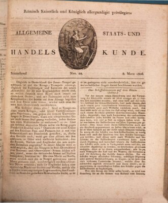 Römisch Kaiserlich und Königlich Dänisch privilegirte allgemeine Handelskunde Samstag 8. März 1806