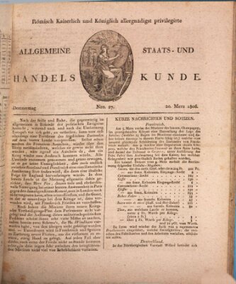 Römisch Kaiserlich und Königlich Dänisch privilegirte allgemeine Handelskunde Donnerstag 20. März 1806