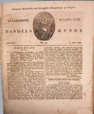 Römisch Kaiserlich und Königlich Dänisch privilegirte allgemeine Handelskunde Samstag 5. April 1806