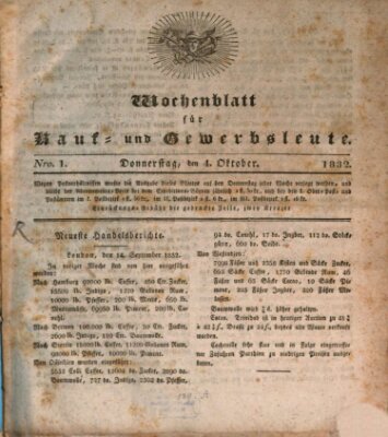 Wochenblatt für Kauf- und Gewerbsleute Donnerstag 4. Oktober 1832