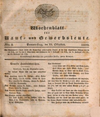 Wochenblatt für Kauf- und Gewerbsleute Donnerstag 11. Oktober 1832