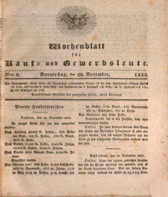 Wochenblatt für Kauf- und Gewerbsleute Donnerstag 29. November 1832