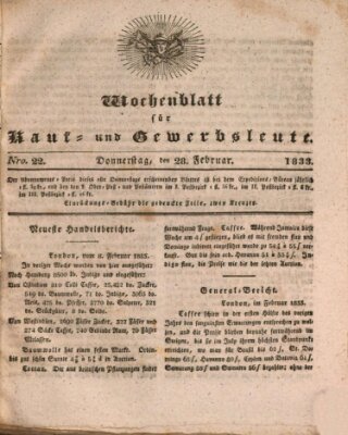 Wochenblatt für Kauf- und Gewerbsleute Donnerstag 28. Februar 1833