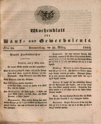 Wochenblatt für Kauf- und Gewerbsleute Donnerstag 21. März 1833