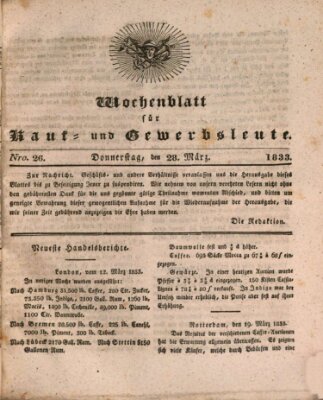 Wochenblatt für Kauf- und Gewerbsleute Donnerstag 28. März 1833