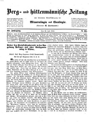 Berg- und hüttenmännische Zeitung Mittwoch 13. Juli 1853