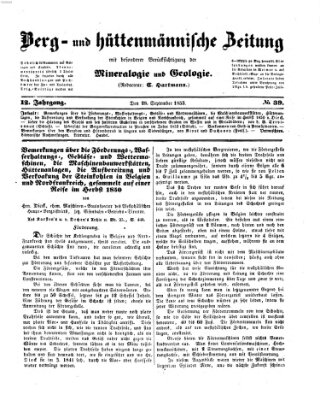 Berg- und hüttenmännische Zeitung Mittwoch 28. September 1853