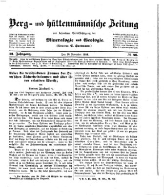 Berg- und hüttenmännische Zeitung Mittwoch 30. November 1853