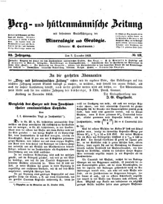 Berg- und hüttenmännische Zeitung Mittwoch 7. Dezember 1853