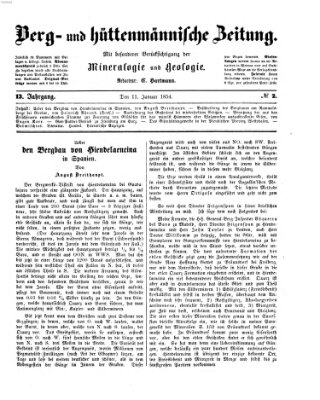 Berg- und hüttenmännische Zeitung Mittwoch 11. Januar 1854