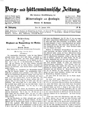 Berg- und hüttenmännische Zeitung Mittwoch 18. Januar 1854