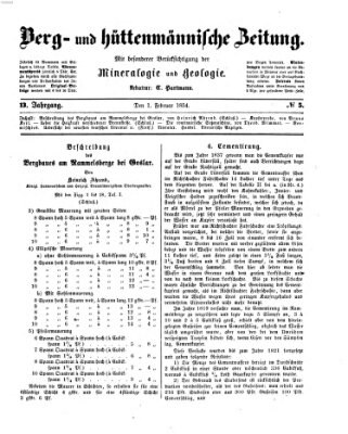 Berg- und hüttenmännische Zeitung Mittwoch 1. Februar 1854