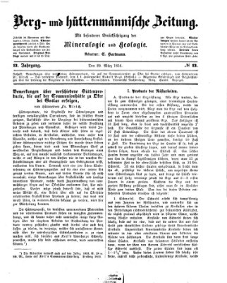 Berg- und hüttenmännische Zeitung Mittwoch 29. März 1854