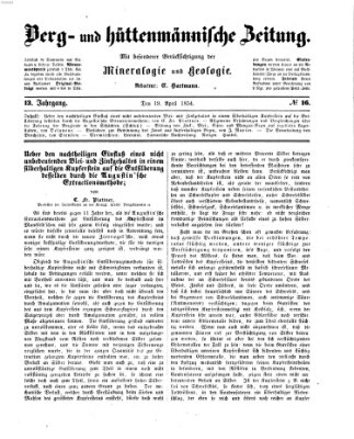 Berg- und hüttenmännische Zeitung Mittwoch 19. April 1854