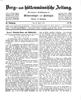 Berg- und hüttenmännische Zeitung Mittwoch 26. April 1854