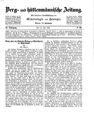 Berg- und hüttenmännische Zeitung Mittwoch 12. Juli 1854