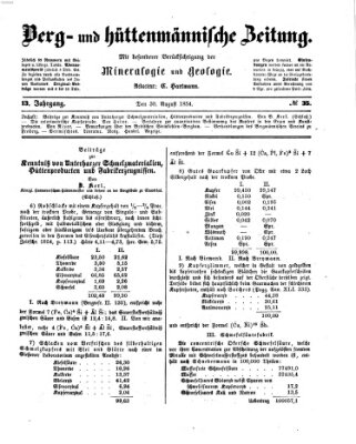 Berg- und hüttenmännische Zeitung Mittwoch 30. August 1854